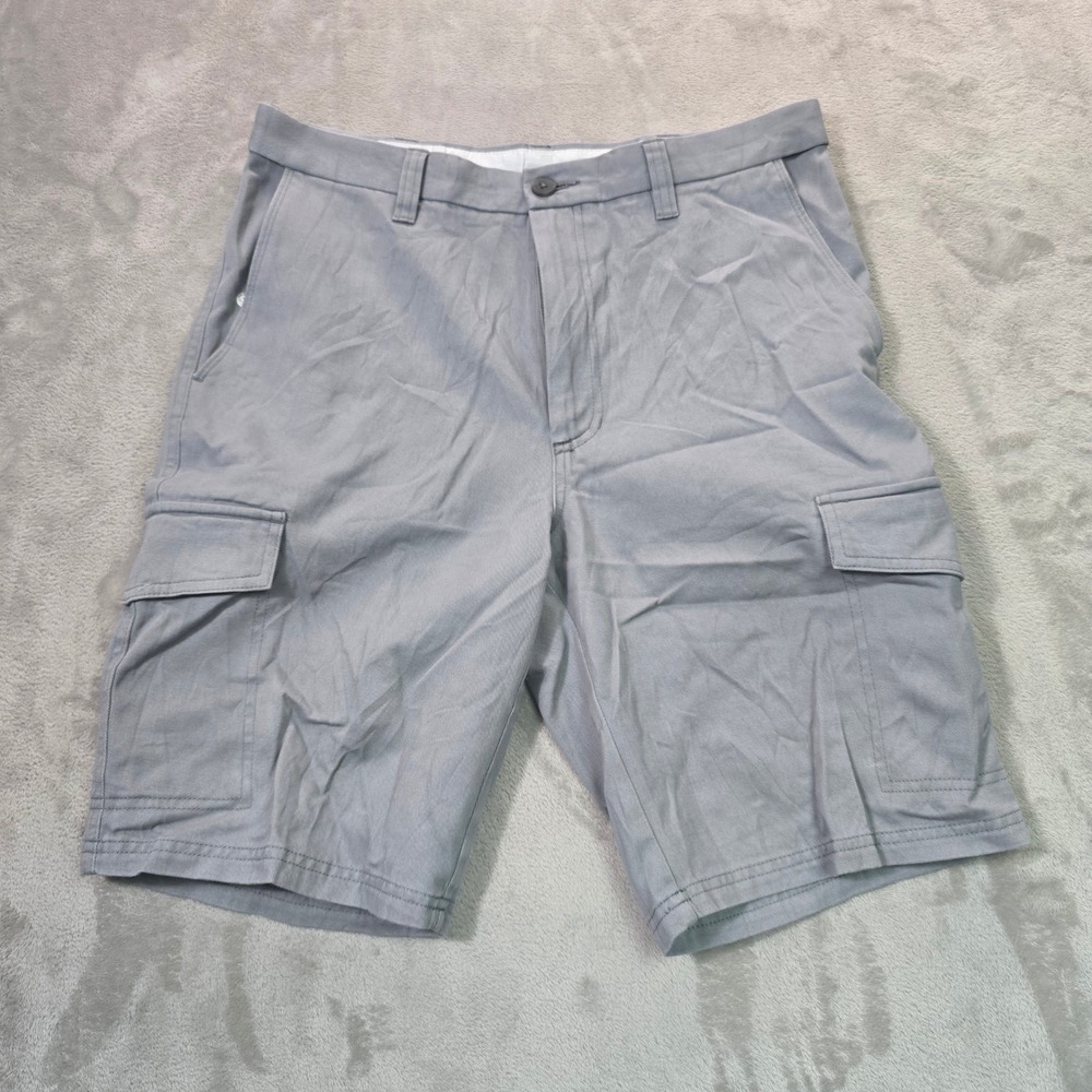 Haggar Mens Gray Cotton Cargo Shorts Size 32 Casual Utility HS10509 044